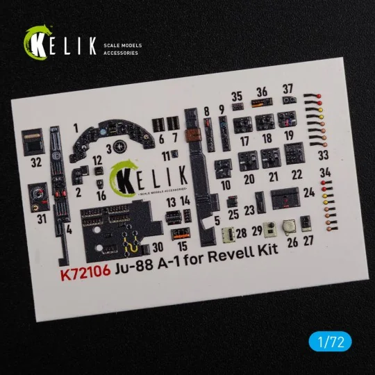 Ju-88 A-1 interior 3D decals for Revell kit, 1/72 - Kelik K72106