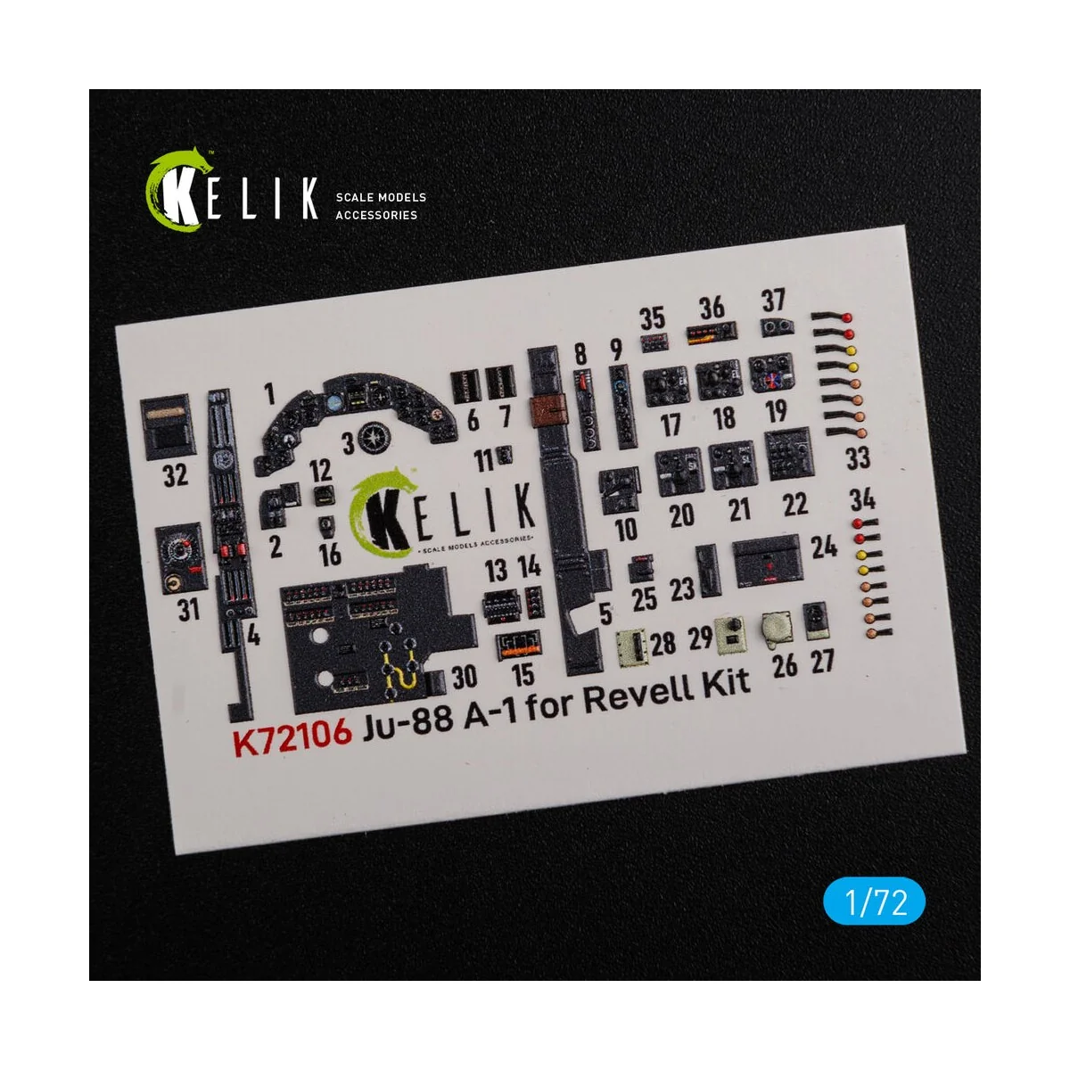 Ju-88 A-1 interior 3D decals for Revell kit, 1/72 - Kelik K72106