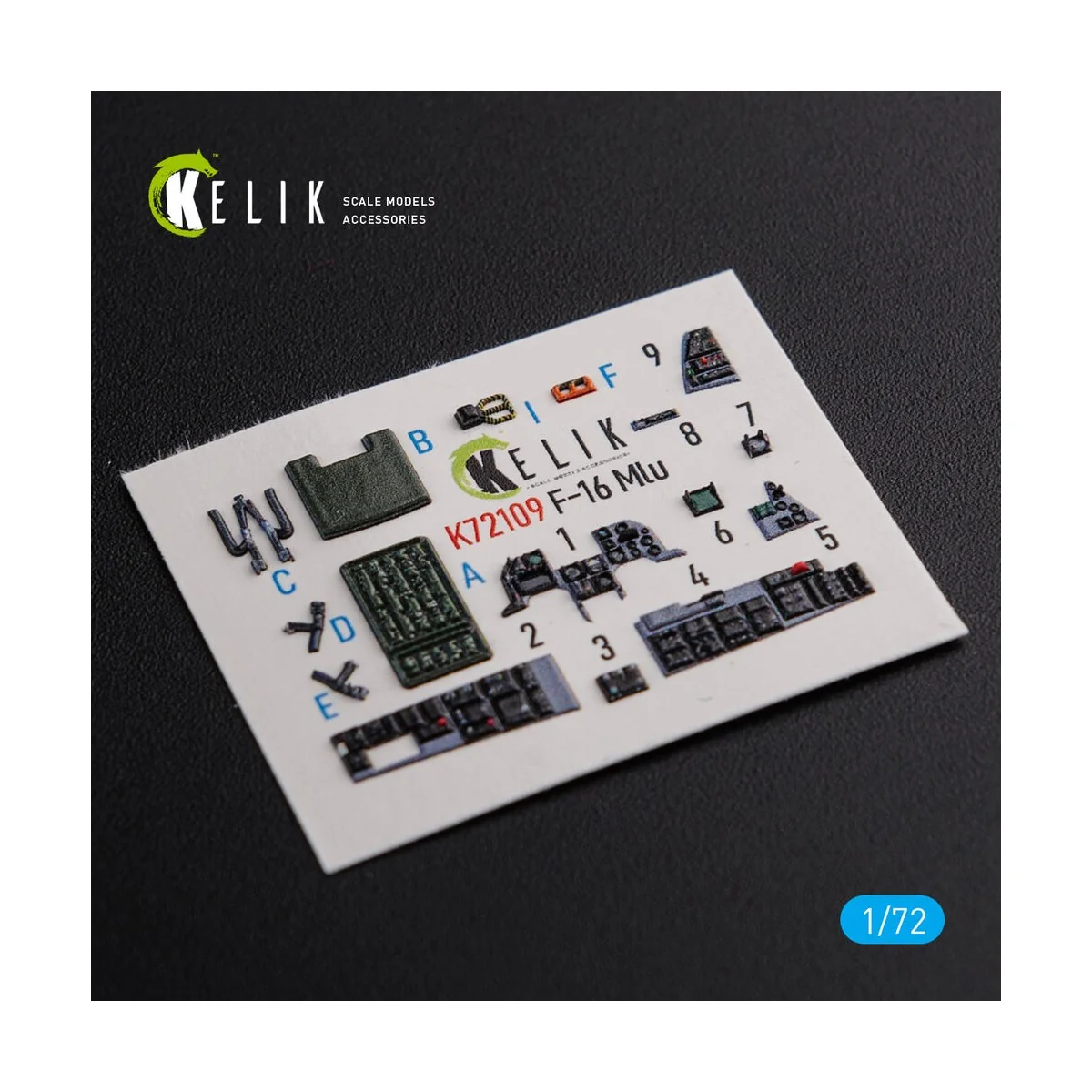 F-16 MLU interior 3D decals for Revell kit, 1/72 - Kelik K72109