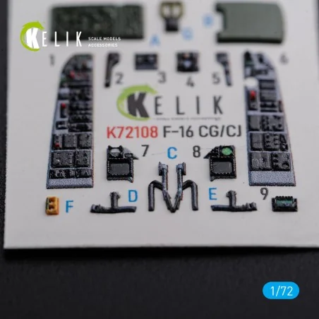 F-16 CG/CJ interior 3D decals for Academy kit, 1/72 - Kelik K72108