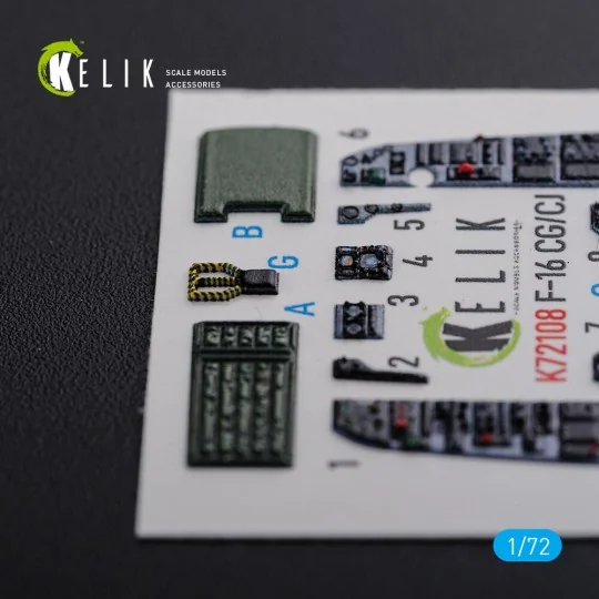 F-16 CG/CJ interior 3D decals for Academy kit, 1/72 - Kelik K72108