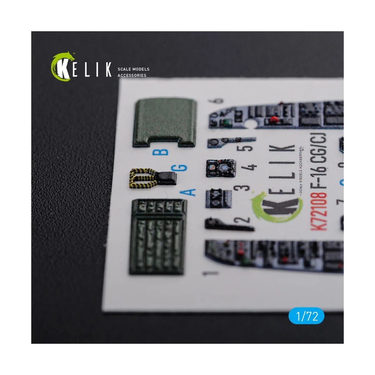 F-16 CG/CJ interior 3D decals for Academy kit, 1/72 - Kelik K72108