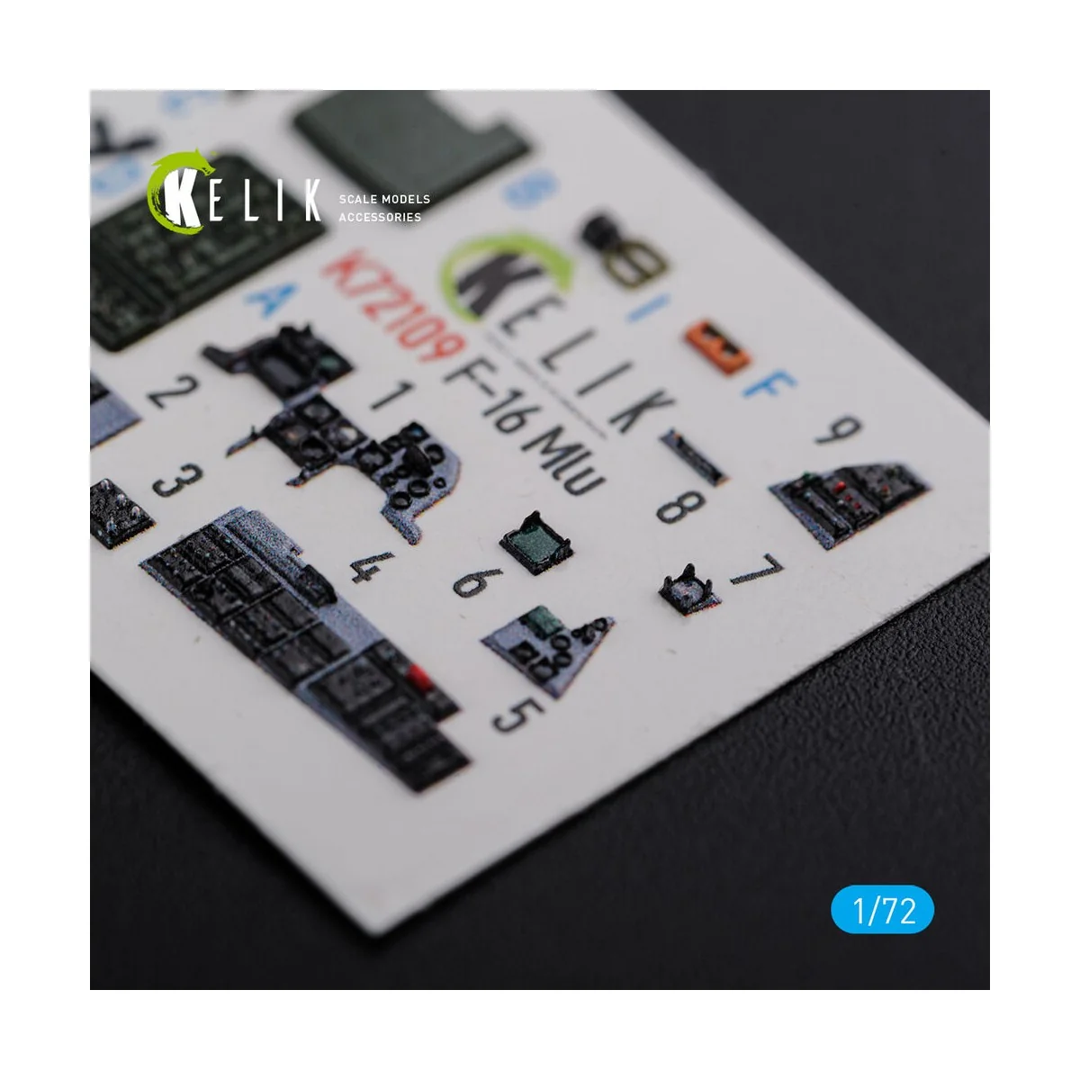 F-16 MLU interior 3D decals for Revell kit, 1/72 - Kelik K72109
