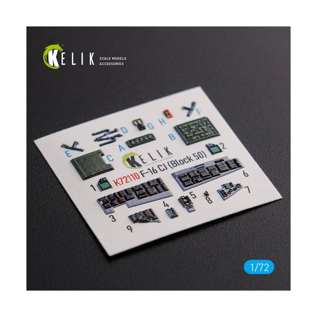 F-16 CJ (Block 50) interior 3D decals for Tamiya kit, 1/72 - Kelik ...