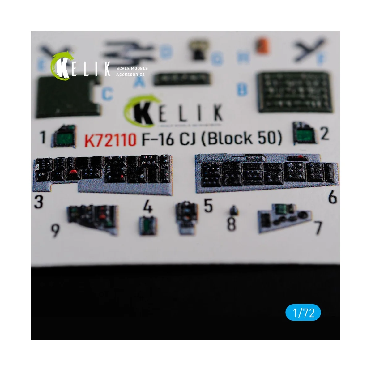 F-16 CJ (Block 50) interior 3D decals for Tamiya kit, 1/72 - Kelik ...