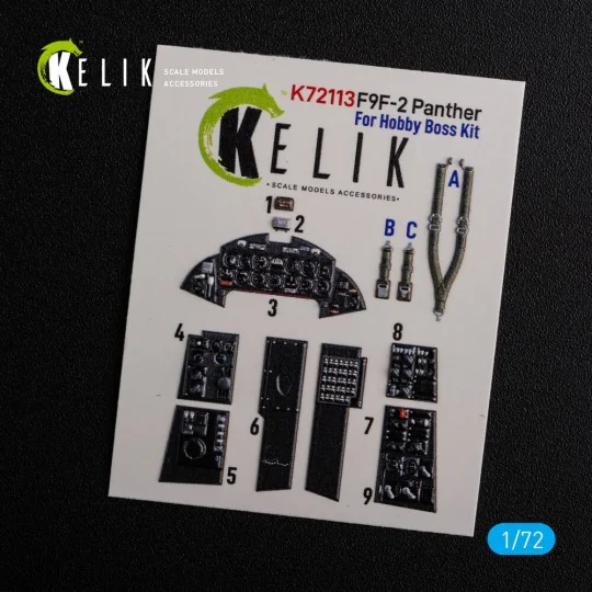 F9F-2 Panther interior 3D decals for HobbyBoss kit, 1/72 - Kelik K7...
