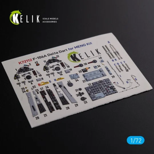 F-106A Delta Dart interior 3D decals for Meng kit, 1/72 - Kelik K72112