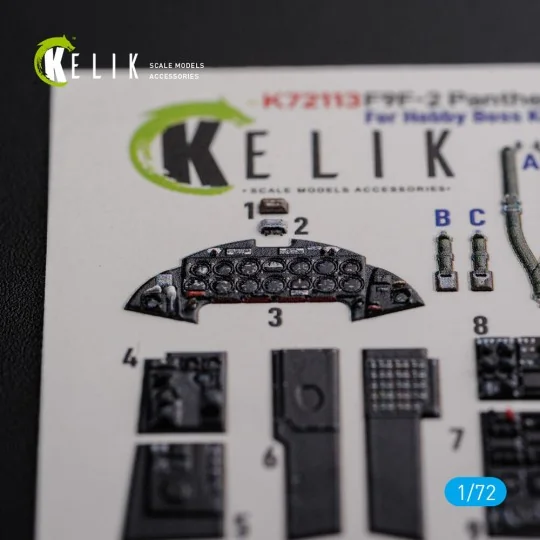 F9F-2 Panther interior 3D decals for HobbyBoss kit, 1/72 - Kelik K7...