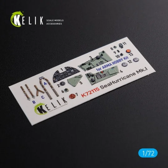 Sea Hurricane Mk I interior 3D decals for Arma Hobby kit, 1/72 - Ke...