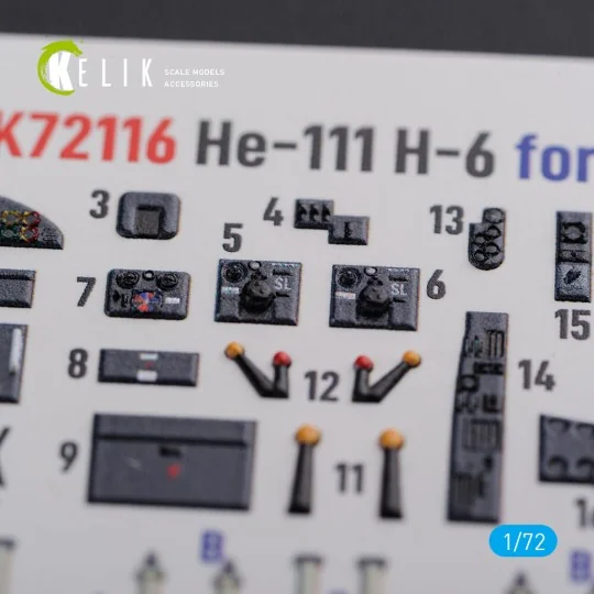 He-111 H6 interior 3D decals for Airfix kit, 1/72 - Kelik K72116
