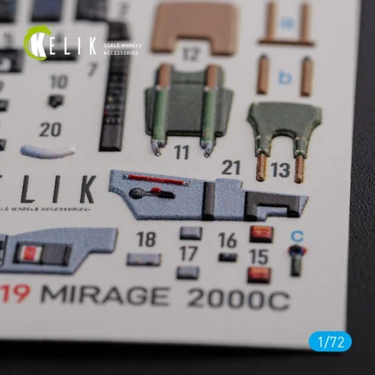 Mirage 2000C interior 3D decals forModelSvit kit, 1/72 - Kelik K72119