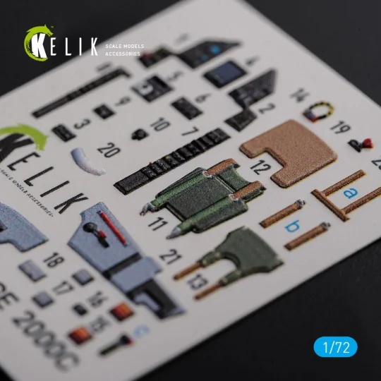 Mirage 2000C interior 3D decals forModelSvit kit, 1/72 - Kelik K72119