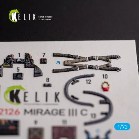 MIRAGE III C - interior 3D decals for Modelsvit kit, 1/72 - Kelik K...