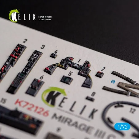 MIRAGE III C - interior 3D decals for Modelsvit kit, 1/72 - Kelik K...