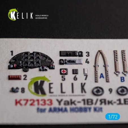 Yak-1B - interior 3D decals for Arma Hobby kit, 1/72 - Kelik K72133