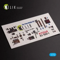 Ki-100-I - interior 3D decals for FineMolds kit, 1/72 - Kelik K72140