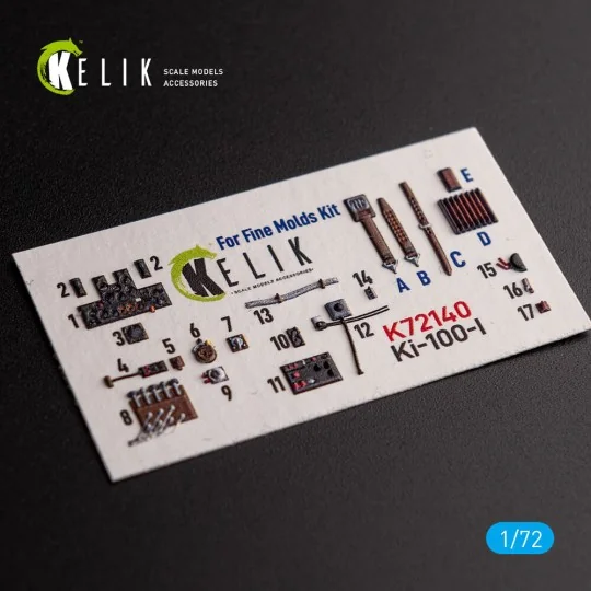 Ki-100-I - interior 3D decals for FineMolds kit, 1/72 - Kelik K72140
