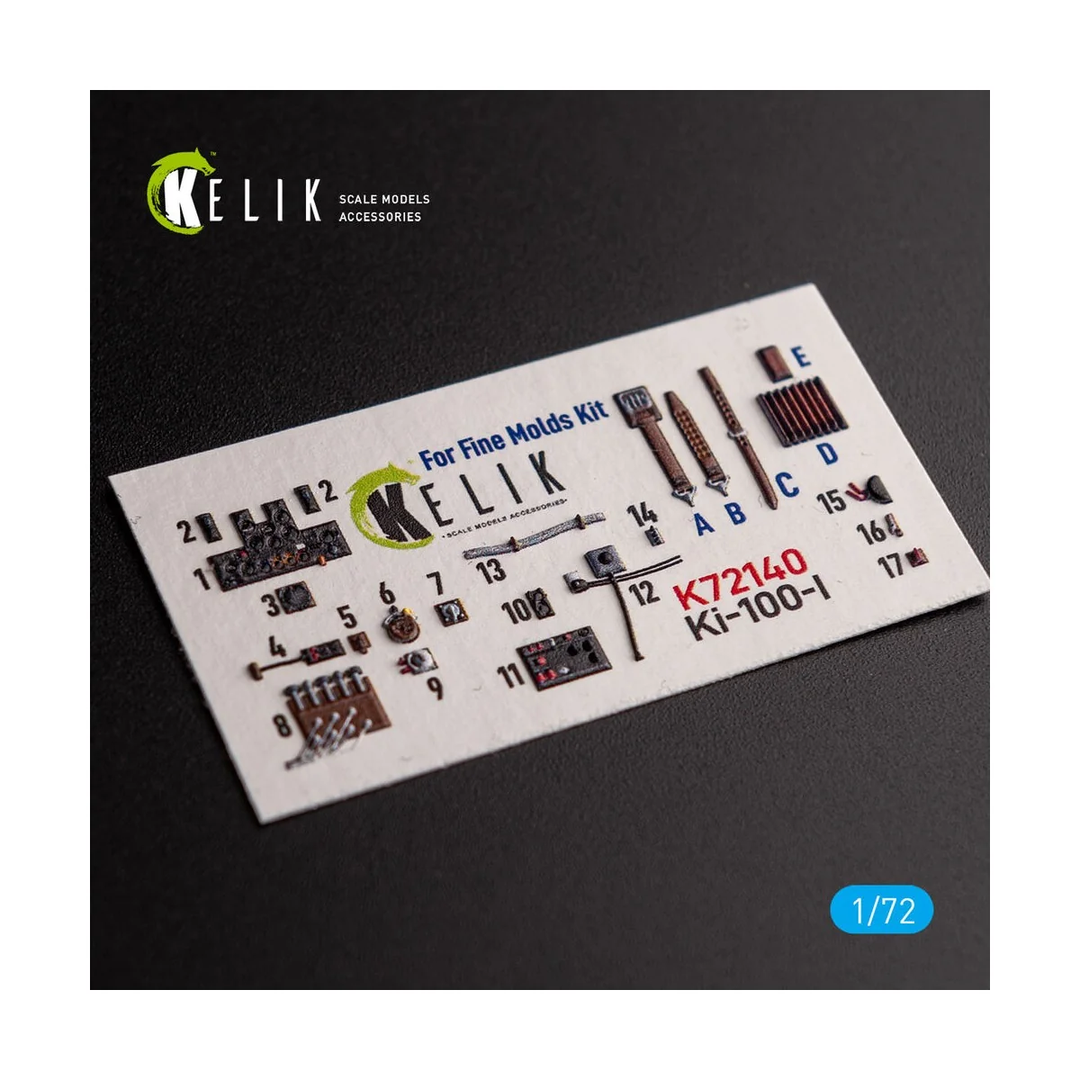 Ki-100-I - interior 3D decals for FineMolds kit, 1/72 - Kelik K72140