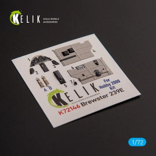 Brewster 239E - interior 3D decals for Hobby 2000/Hasegawa kit, 1/7...