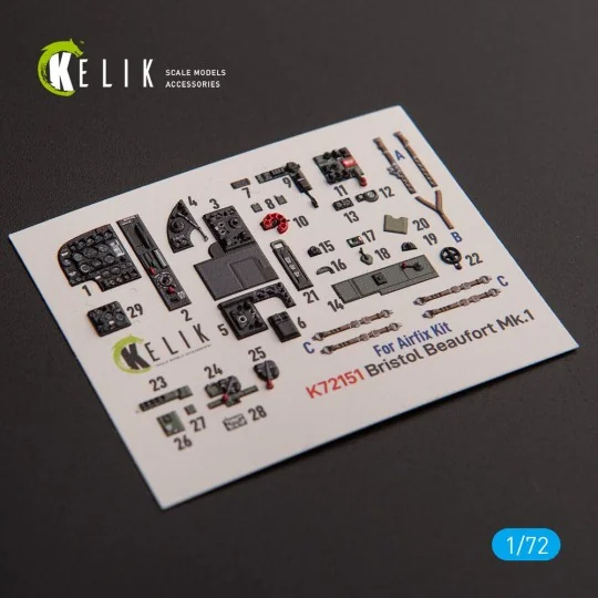 Bristol Beaufort Mk.1 - interior 3D decals for Airfix kit, 1/72 - K...