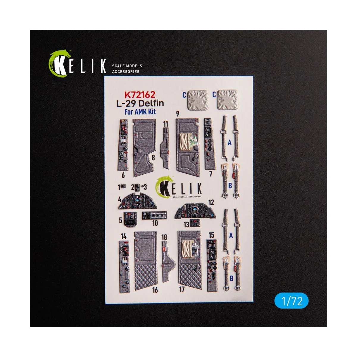 L-29 Delfin - interior 3D decals for AMK kit, 1/72 - Kelik K72162