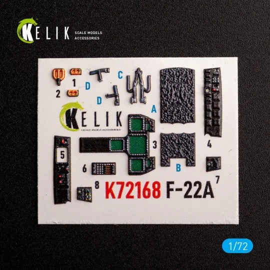 F-22A Raptor - interior 3D decals for Academy kit, 1/72 - Kelik K72168
