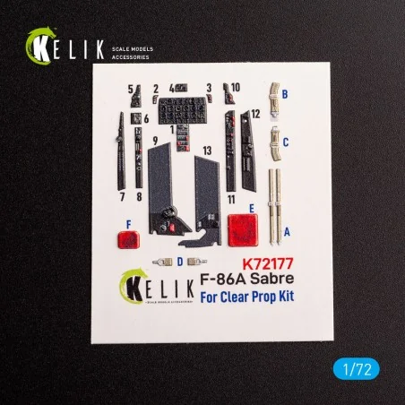 F-86A Sabre - interior 3D decals for ClearProp kit, 1/72 - Kelik K7...