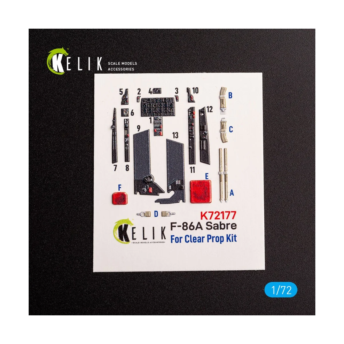 F-86A Sabre - interior 3D decals for ClearProp kit, 1/72 - Kelik K7...