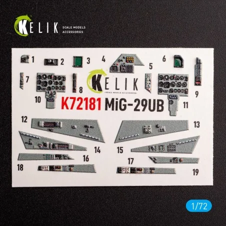 MiG-29UB - interior 3D decals for IBG models kit, 1/72 - Kelik K72181