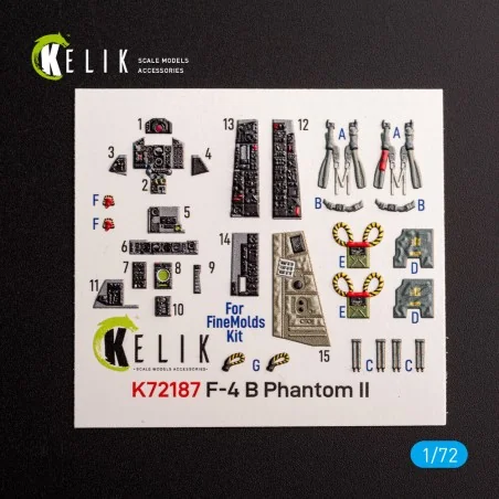 F-4B Phantom - interior 3D decals for FineMolds kit, 1/72 - Kelik K...