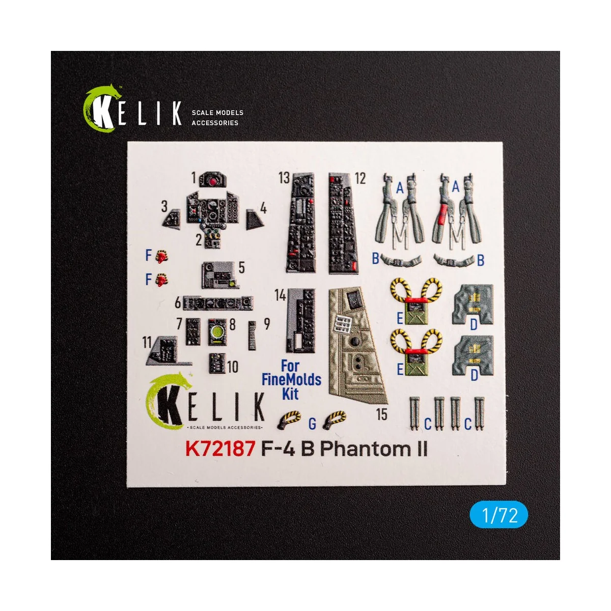 F-4B Phantom - interior 3D decals for FineMolds kit, 1/72 - Kelik K...