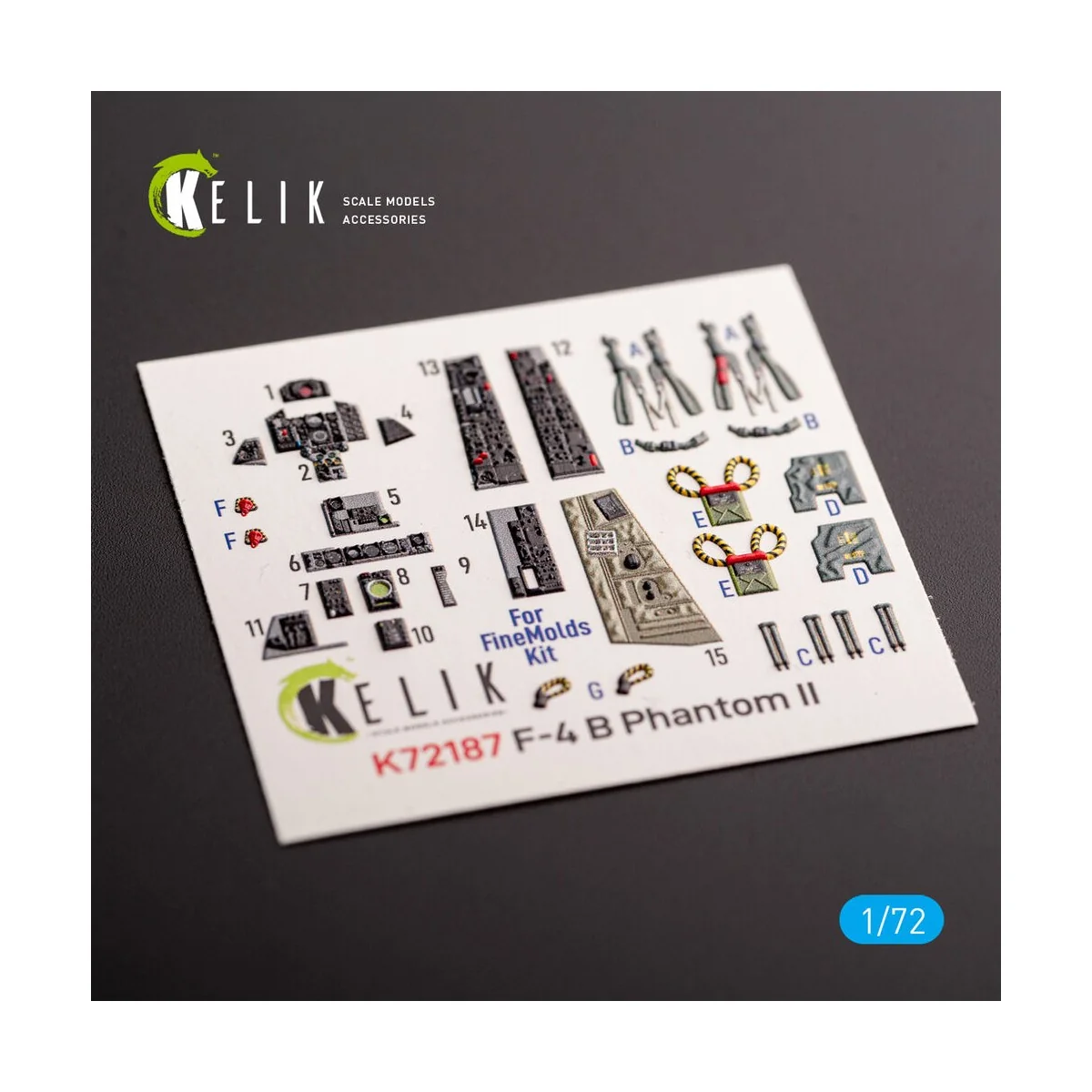 F-4B Phantom - interior 3D decals for FineMolds kit, 1/72 - Kelik K...