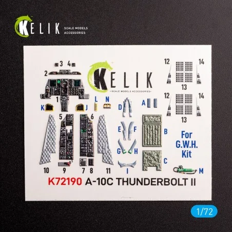A-10C Thunderbolt II - interior 3D decals for GWH kit, 1/72 - Kelik...
