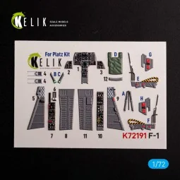 F-1 Support Fighter - interior 3D decals for Platz kit, 1/72 - Keli...