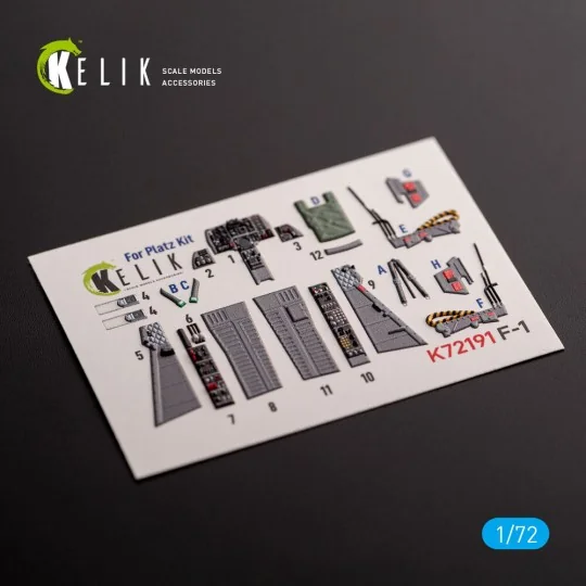 F-1 Support Fighter - interior 3D decals for Platz kit, 1/72 - Keli...
