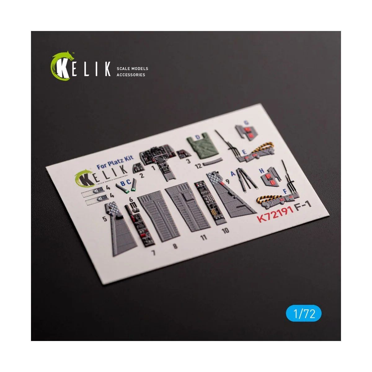 F-1 Support Fighter - interior 3D decals for Platz kit, 1/72 - Keli...