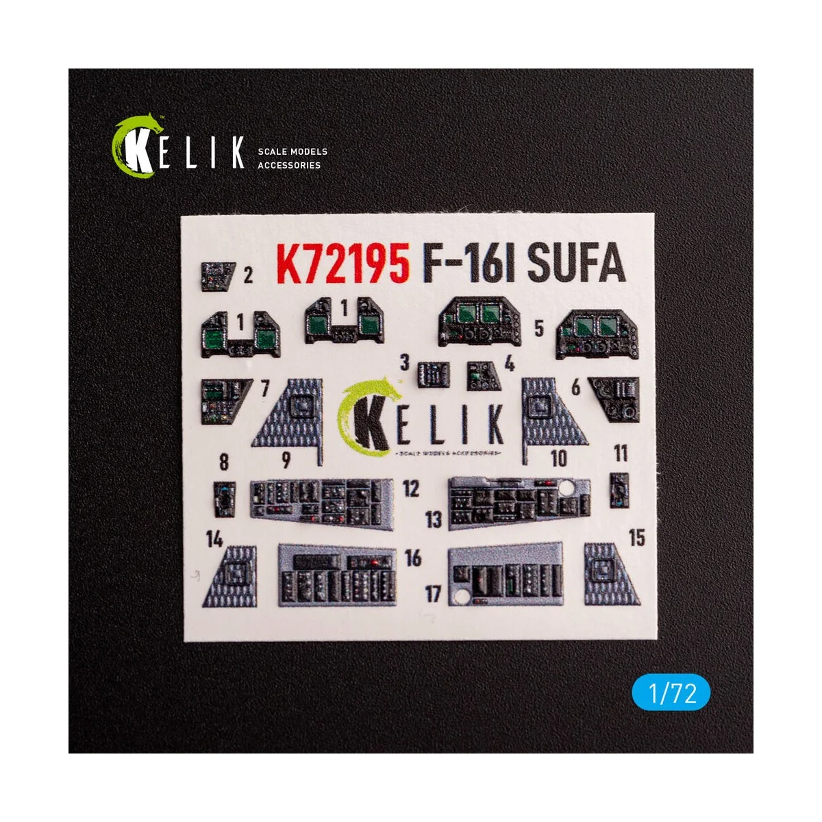 F-16I - interior 3D decals for Hasegawa kit, 1/72 - Kelik K72195
