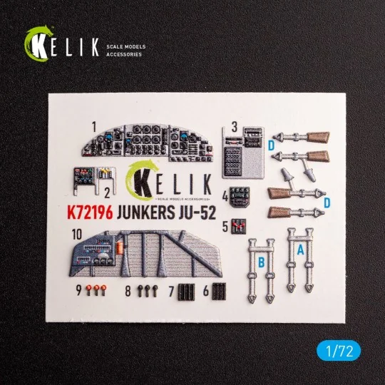 Ju-52 - interior 3D decals for Italeri kit, 1/72 - Kelik K72196