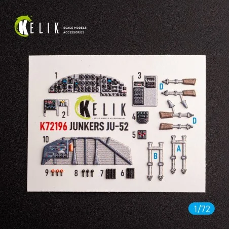 Ju-52 - interior 3D decals for Italeri kit, 1/72 - Kelik K72196
