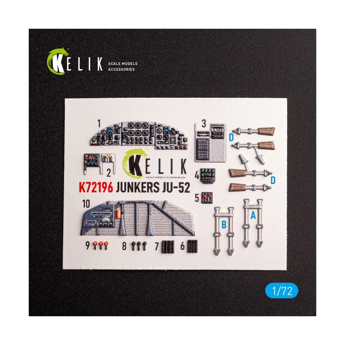 Ju-52 - interior 3D decals for Italeri kit, 1/72 - Kelik K72196