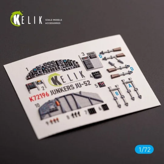 Ju-52 - interior 3D decals for Italeri kit, 1/72 - Kelik K72196