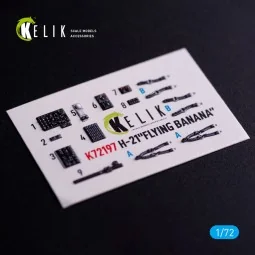 H-21 Flying Banana - interior 3D decals for Italeri kit, 1/72 - Kel...