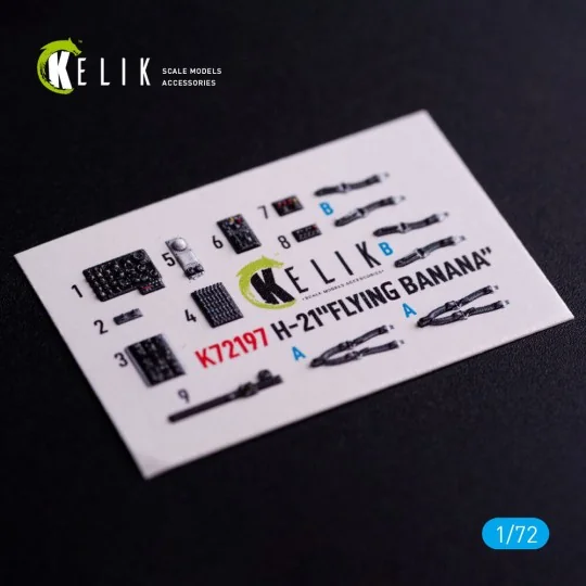 H-21 Flying Banana - interior 3D decals for Italeri kit, 1/72 - Kel...