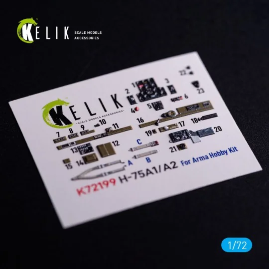 H-75A1/AR - interior 3D decals for Arma Hobby kit, 1/72 - Kelik K72199