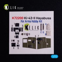 Ki-43-II Hayabusa - interior 3D decals for Arma Hobby kit, 1/72 - K...