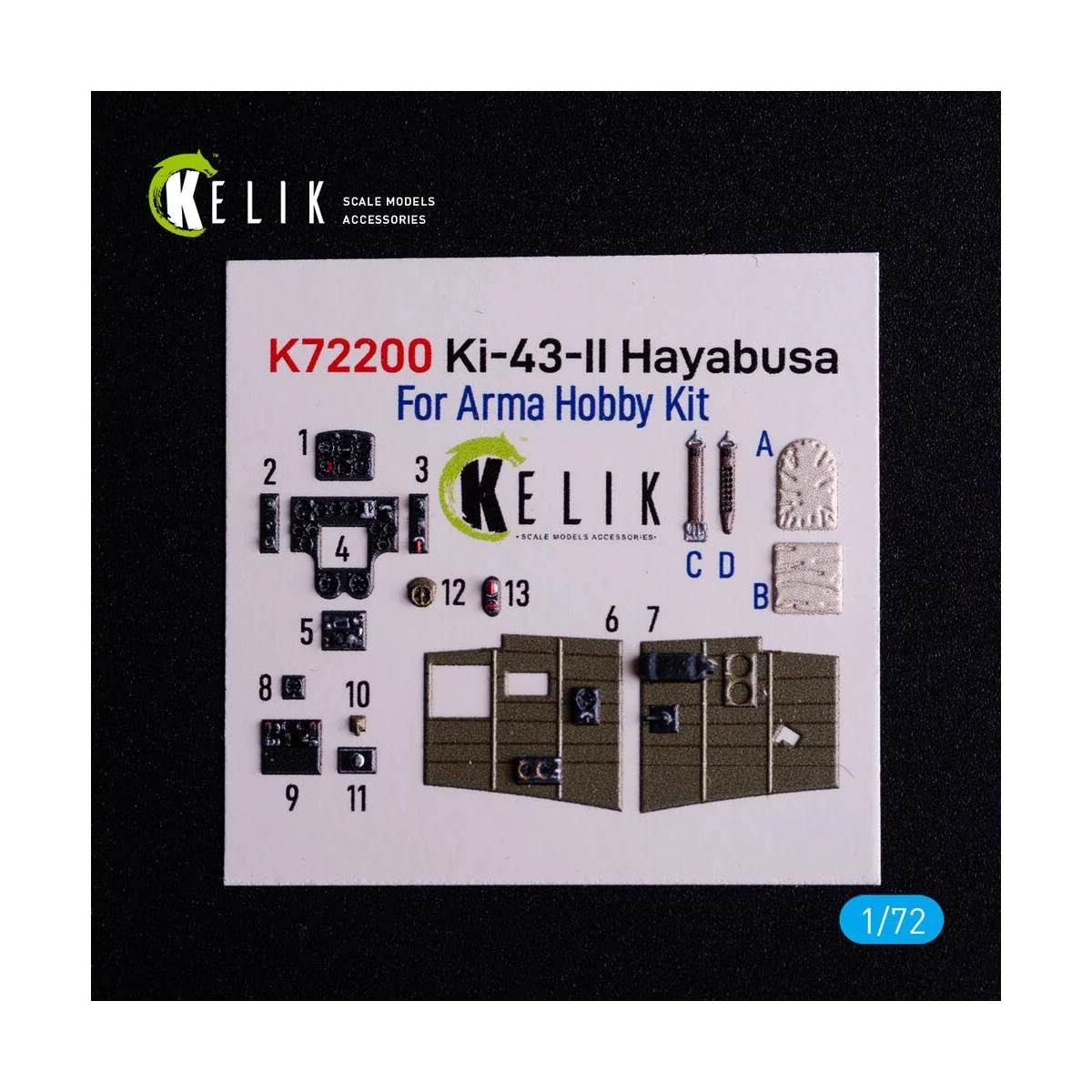 Ki-43-II Hayabusa - interior 3D decals for Arma Hobby kit, 1/72 - K...