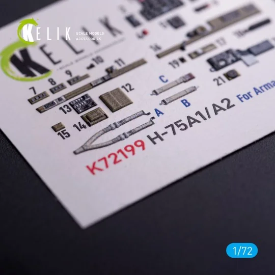 H-75A1/AR - interior 3D decals for Arma Hobby kit, 1/72 - Kelik K72199