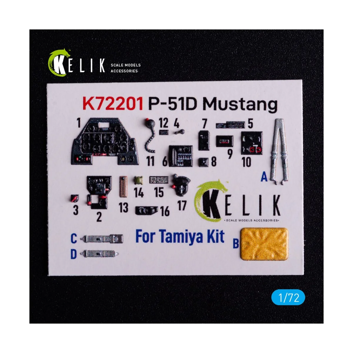 P-51D Mustang - interior 3D decals for Tamiya kit, 1/72 - Kelik K72201