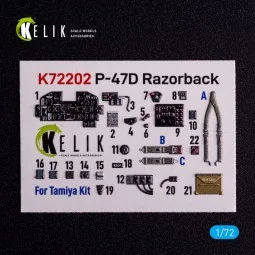 P-47D Razorback - interior 3D decals for Tamiya kit, 1/72 - Kelik K...