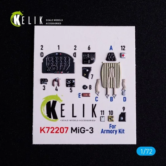 MiG-3 - interior 3D decals for Armory kit, 1/72 - Kelik K72207